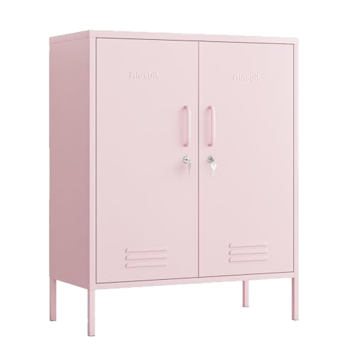 Aiasuit 2 Door Lockable Metal Storage Cabinet - 3-Tier Heavy Duty