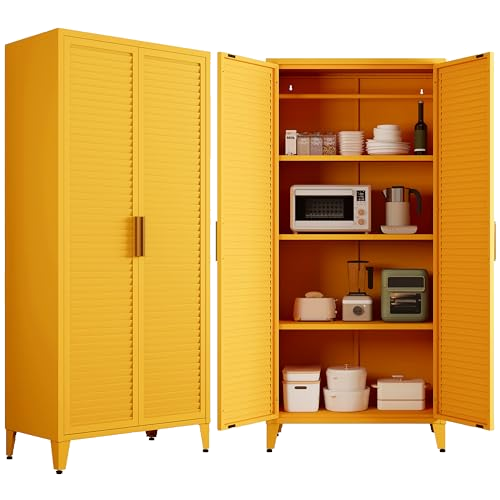 Aiasuit 61" Tall Yellow Kitchen Pantry Cabinet
